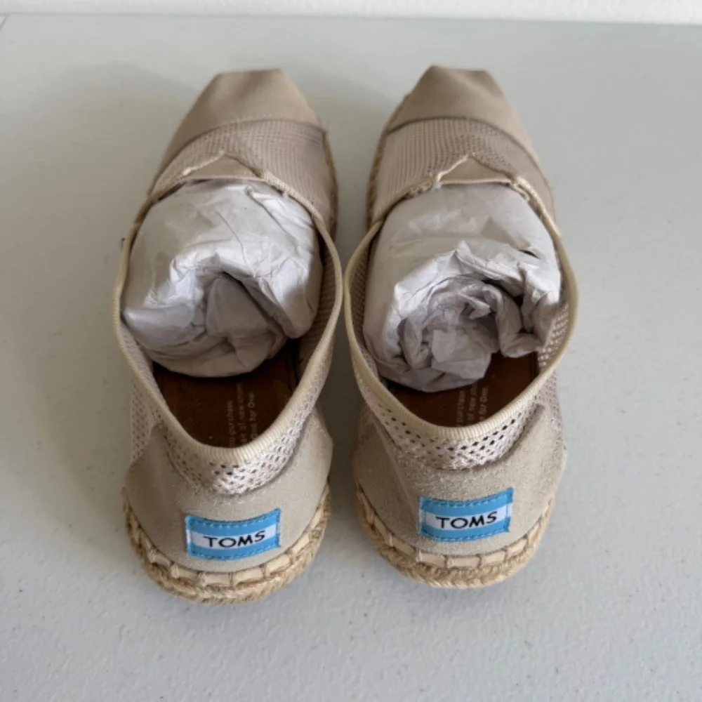 TOMS Alpargata Espadrille‎ Mesh and Suede Slip-On Cream Shoe Size 9